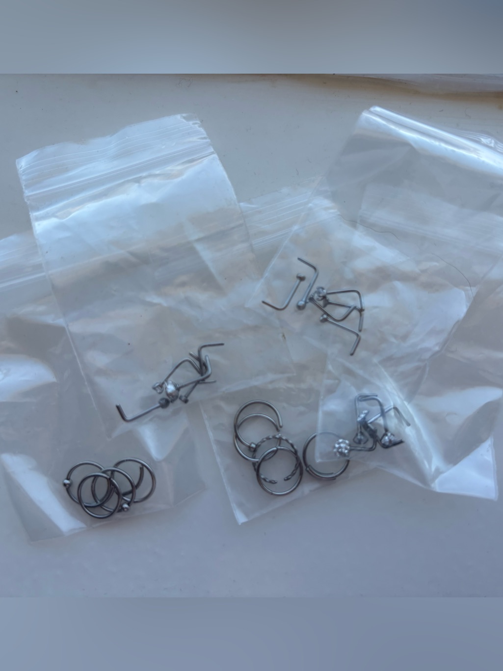 Silver Tone Nose Rings And Hoop Studs Set